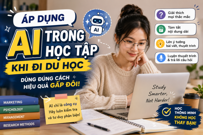 Áp dụng AI trong học tập khi đi du học: Cách dùng đúng để học hiệu quả hơn