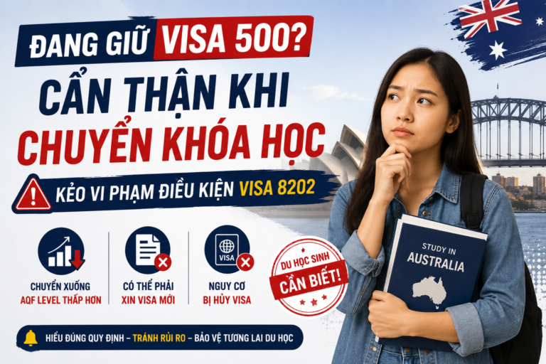 Đang giữ Visa 500 tại Úc: Cẩn trọng khi chuyển khóa học để tránh vi phạm điều kiện 8202