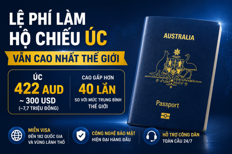 Năm 2026, lệ phí làm hộ chiếu Úc vẫn cao nhất thế giới