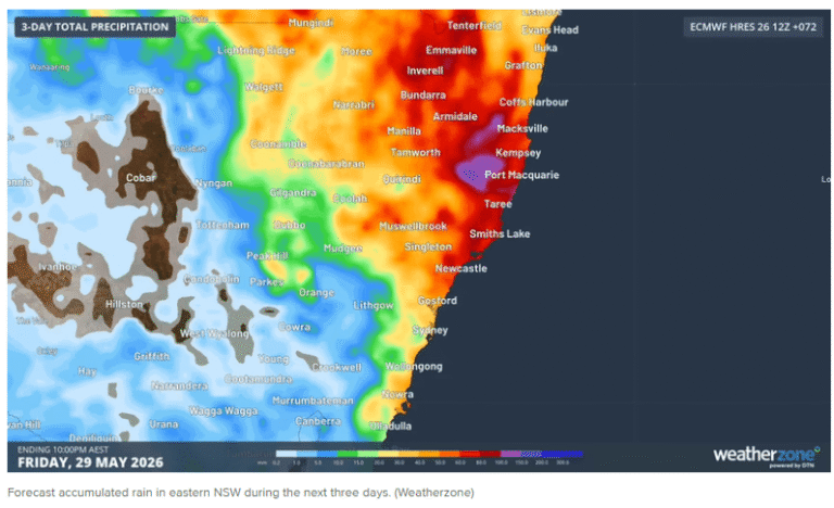 New South Wales issues flood warnings amid heavy rain and storms
