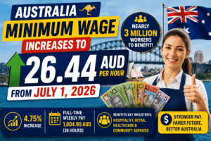Australia Minimum Wage Increases to 26.44 AUD per Hour from July 1, 2026