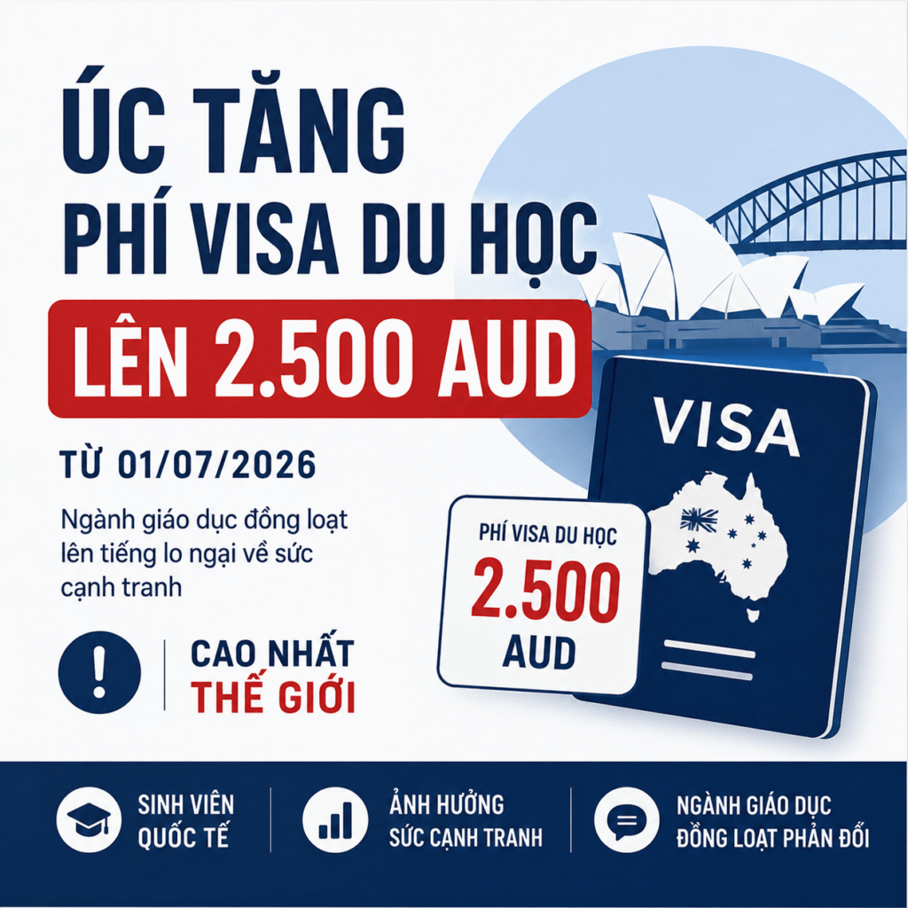 Úc tăng phí Visa Du học lên 2.500 AUD