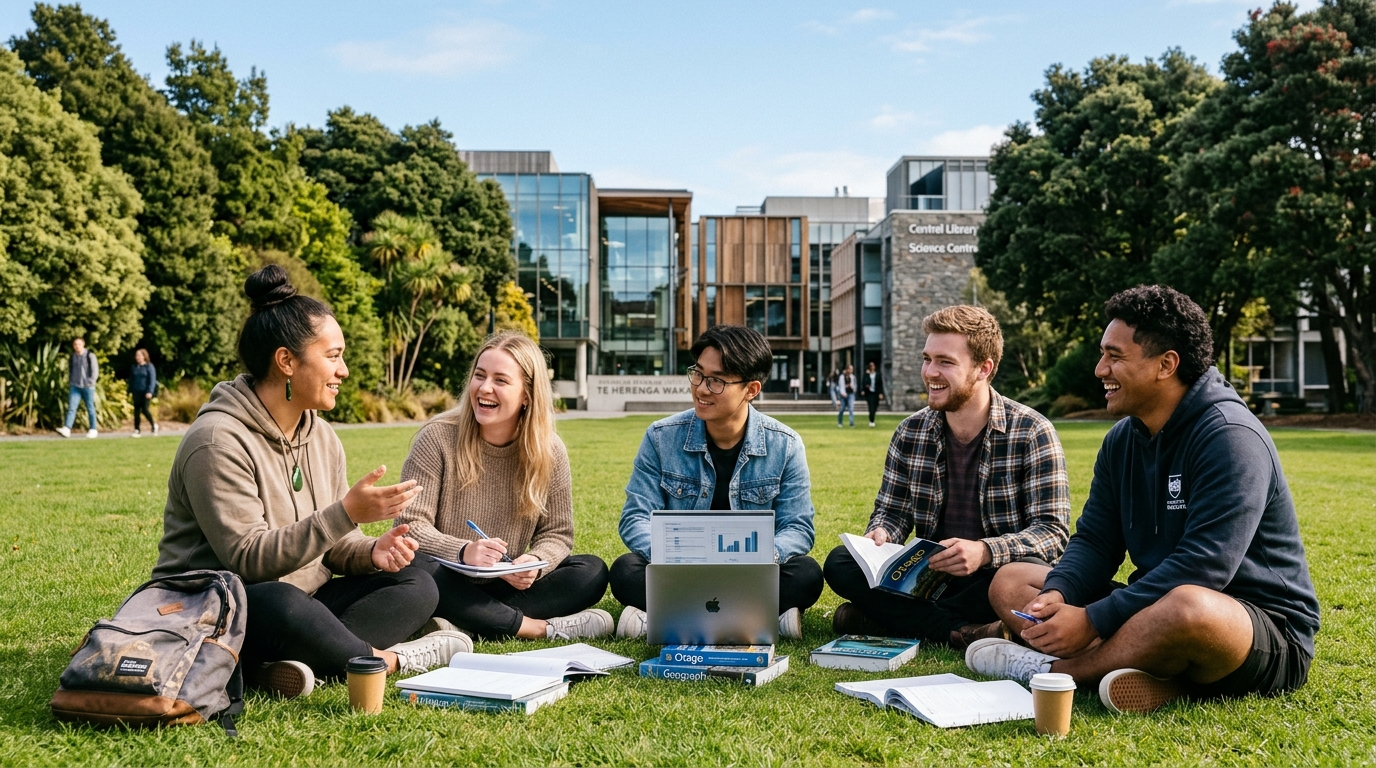 Sinh viên tại khuôn viên đại học New Zealand