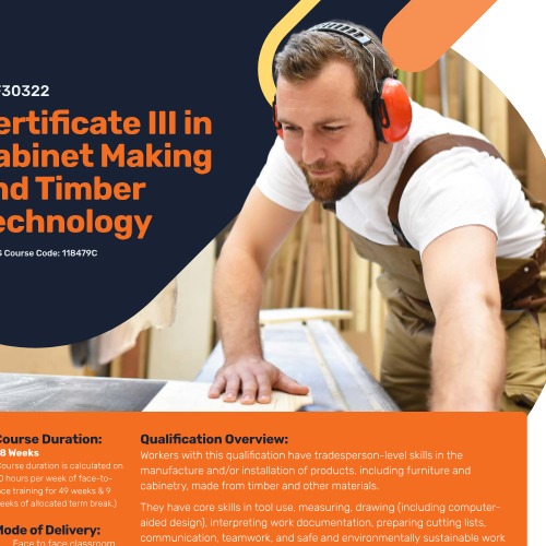 Certificate III in Cabinet Making and Timber Technology